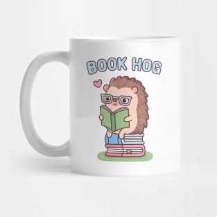 Funny Book Hog Pun, Cute Hedgehog Loves Reading Mug